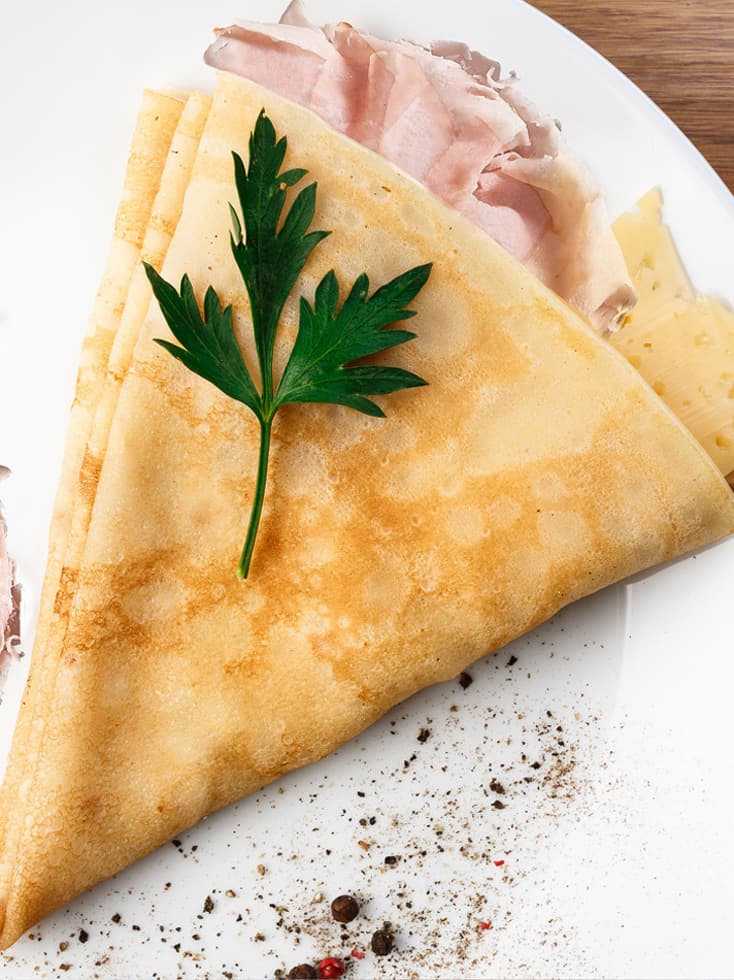 CRÊPES CON JAMÓN COCIDO Y QUESO